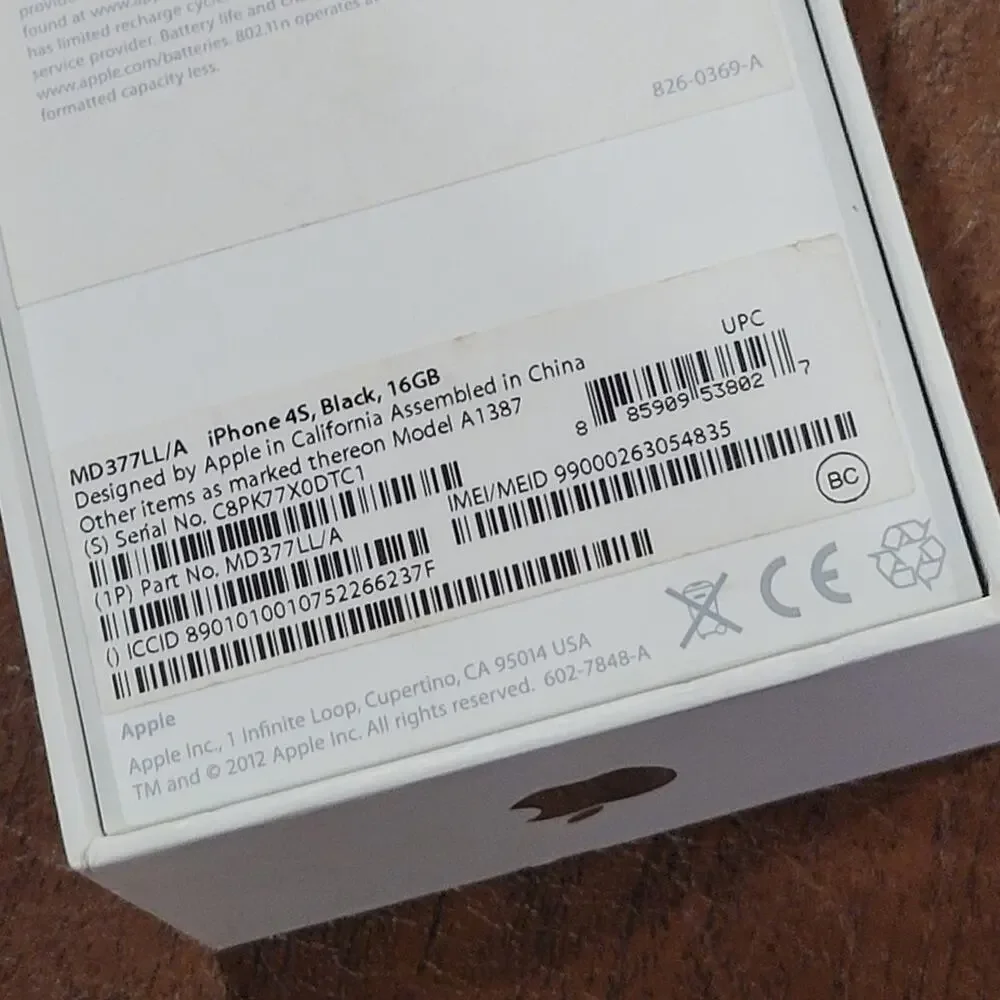 Box only Apple iPhone 4s Black 16GB A1387 Empty box only